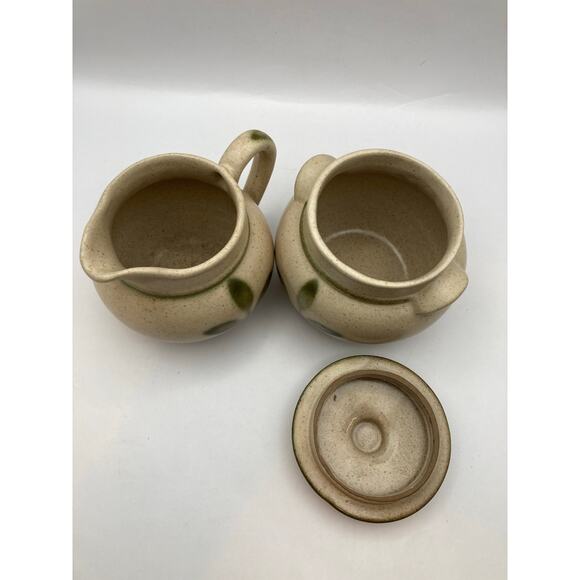 Stoneware Sugar Lidded/ Creamer Bowl Set VTG Royal Haeger Pottery? 3.5" & 4" T - Picture 3 of 7